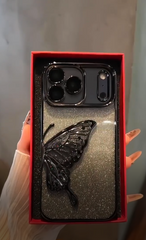Premium Butterfly Glitter Case With Glitter Lens For Camera Protection