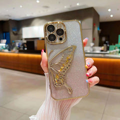 Premium Butterfly Glitter Case With Glitter Lens For Camera Protection