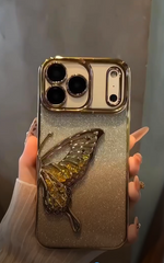Premium Butterfly Glitter Case With Glitter Lens For Camera Protection